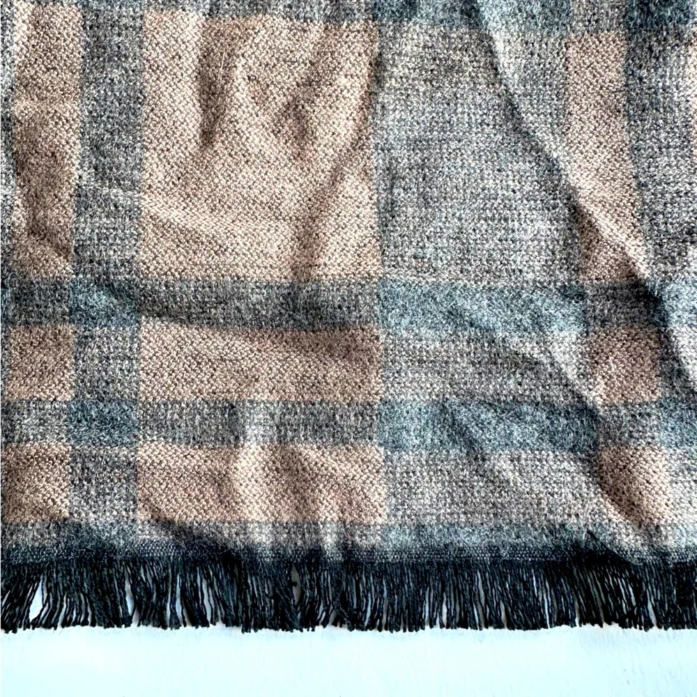 NWT FULLRON Men's Checkered Scarf - Black and Brown - cashmere blend